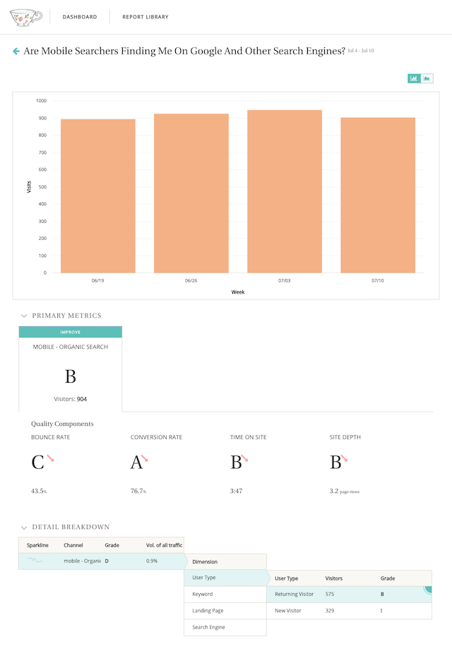 Google Analytics Report in Teacup Analytics