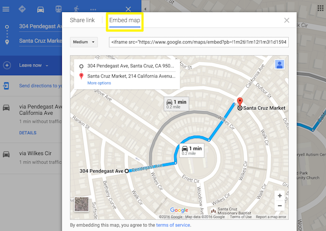 google maps embed map