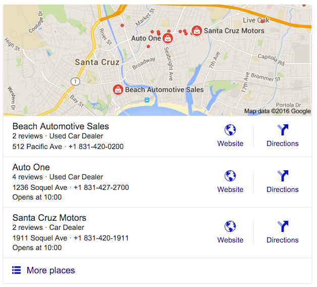 website maps google SERP