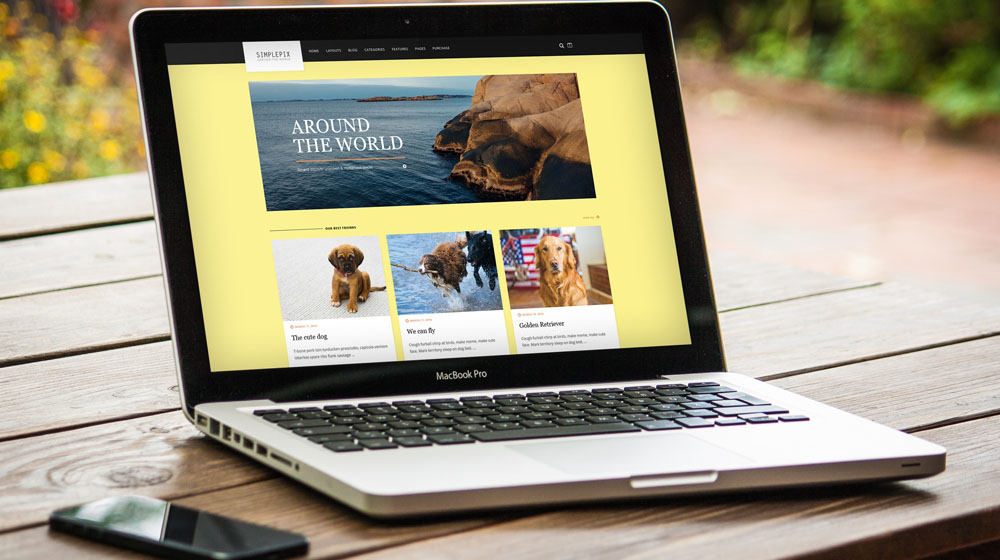WordPress site on laptop