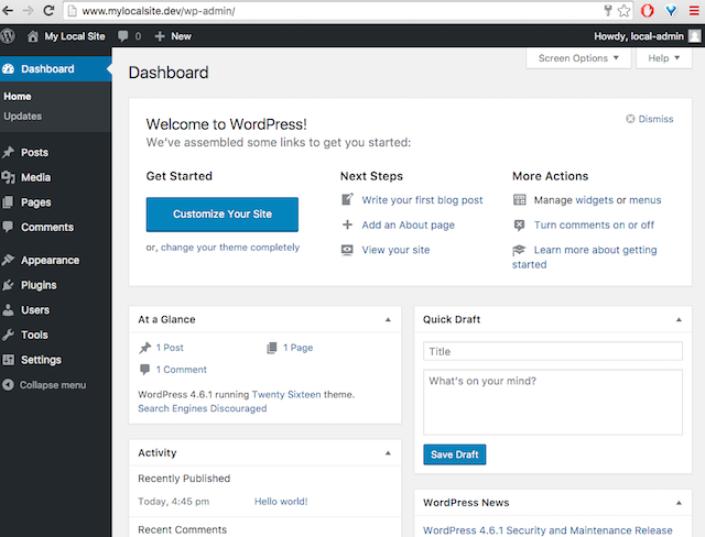 DesktopServer WordPress Home