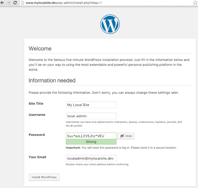 DesktopServer WordPress Info