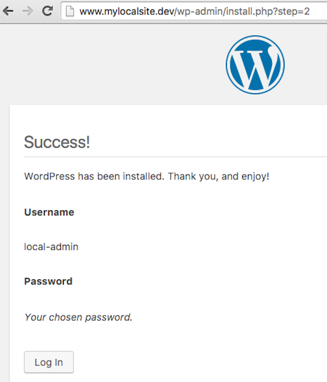 DesktopServer WordPress Success