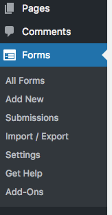 Ninja Forms WordPress Menu