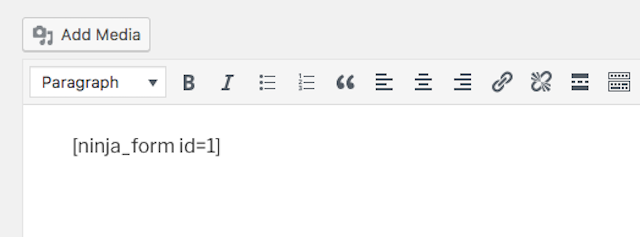 Ninja Forms WordPress Shortcode Example
