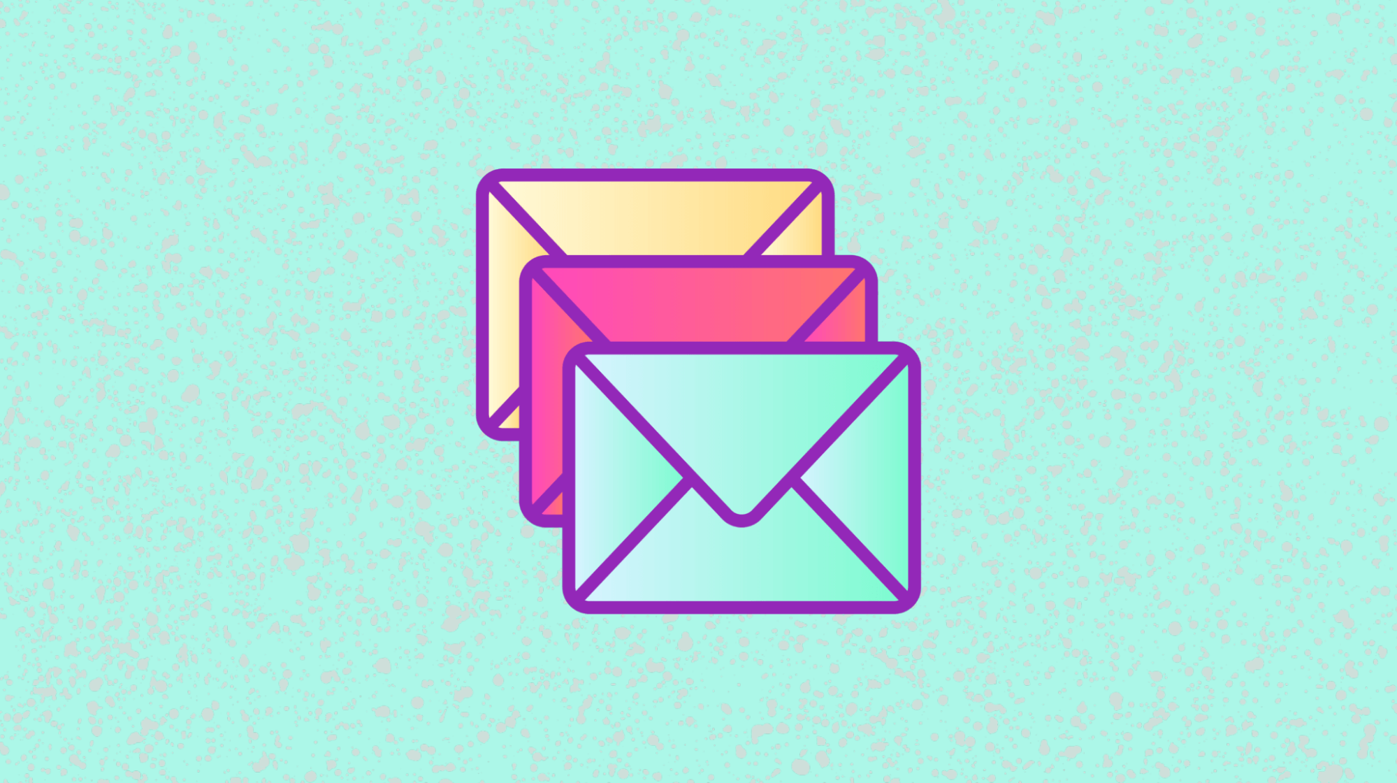 Illustration of three email envelope symbols in different colors