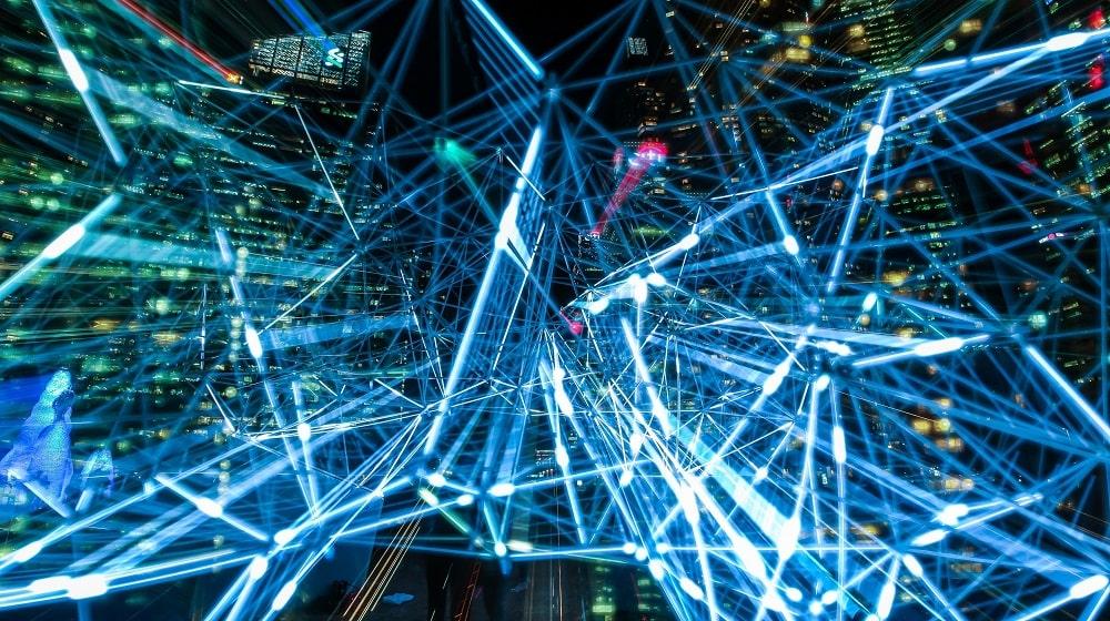 Lines Of Data Imposed On City Skyline