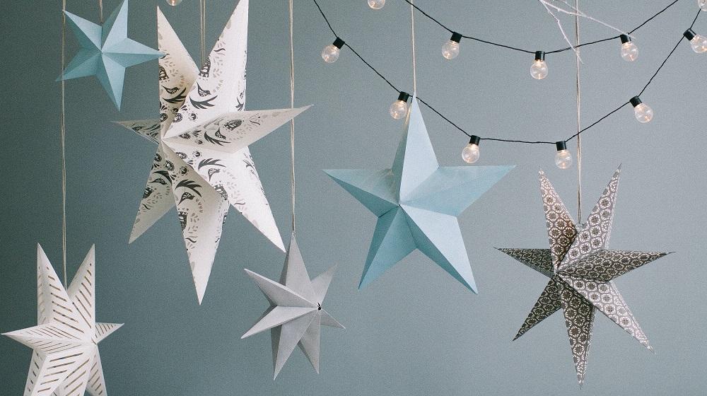 Paper Stars Hanging From The Ceiling