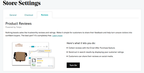 Store Settings Options For Enabling Social Reviews