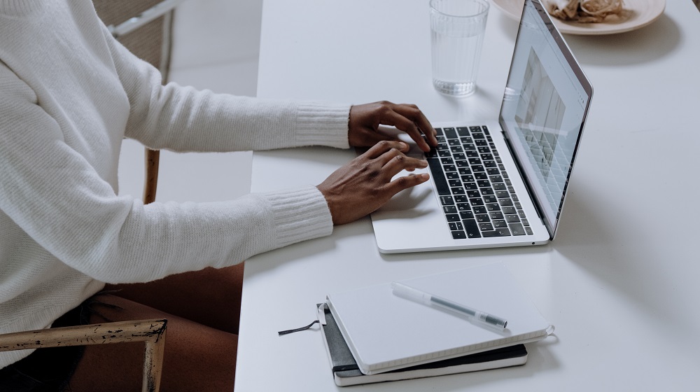 Woman working at laptop