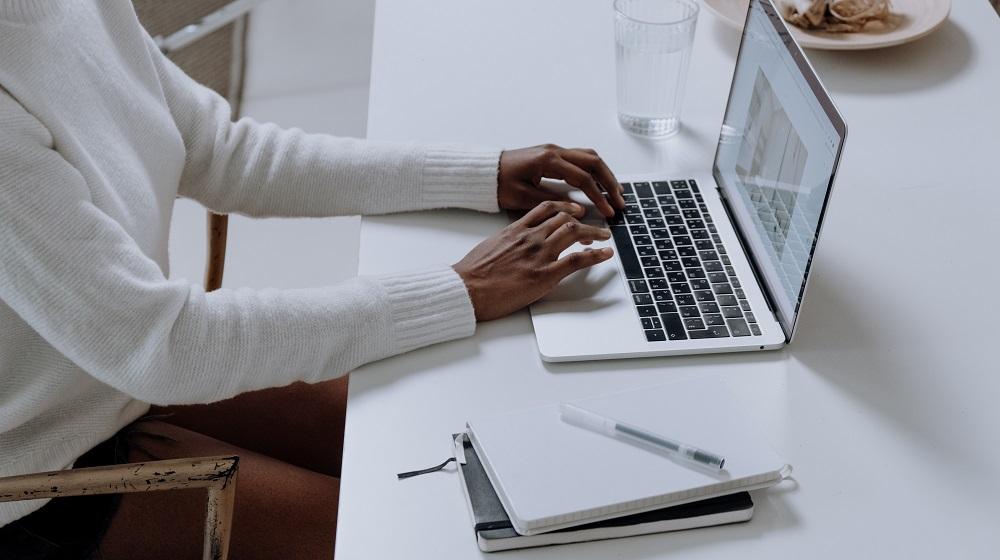 Woman working at laptop