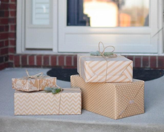 Holiday packages sitting on doorstep