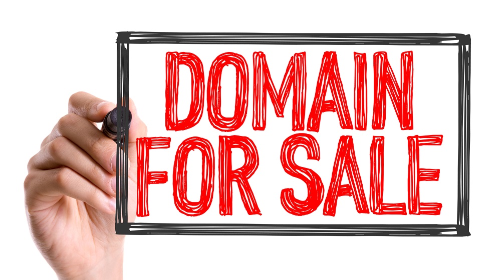 Hand with marker writing the word Domain for Sale