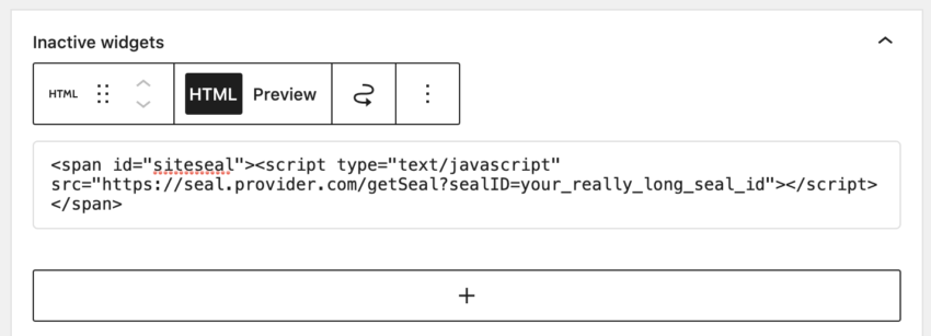 Inactive widgets HTML