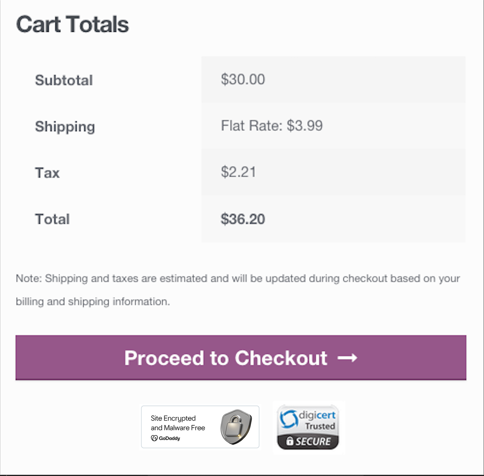 Proceed to Checkout plus trust badge