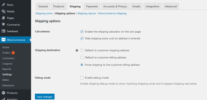 WooCommerce standard shipping setup shipping options