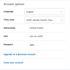 PayPal Standard on WooCommerce Account Options