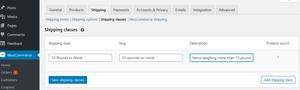 WooCommerce standard shipping setup shipping classes