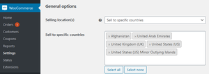 WooCommerce Standard Shipping Setup Countries