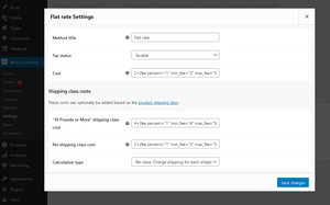 WooCommerce standard shipping setup rate settings