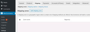 WooCommerce standard shipping setup add zone
