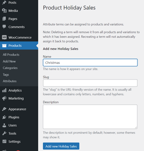 Create WooCommerce Pages Holiday Sale