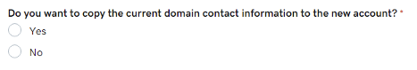 Example of yes/no option during the account change process