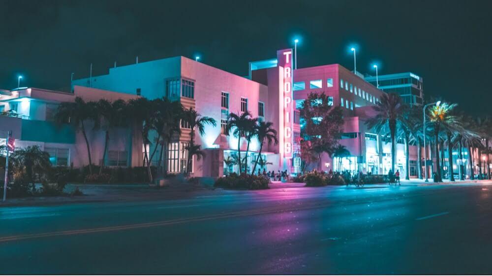 Miami street at night