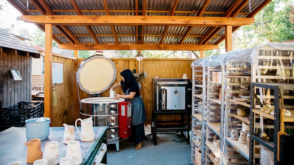 Linda Hsiao working in the studio for Knotwork LA