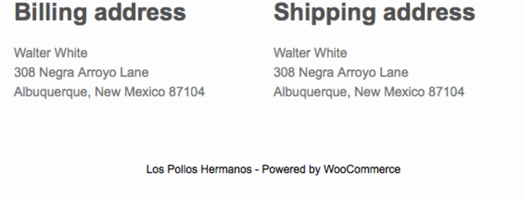 Billing and Shipping Address