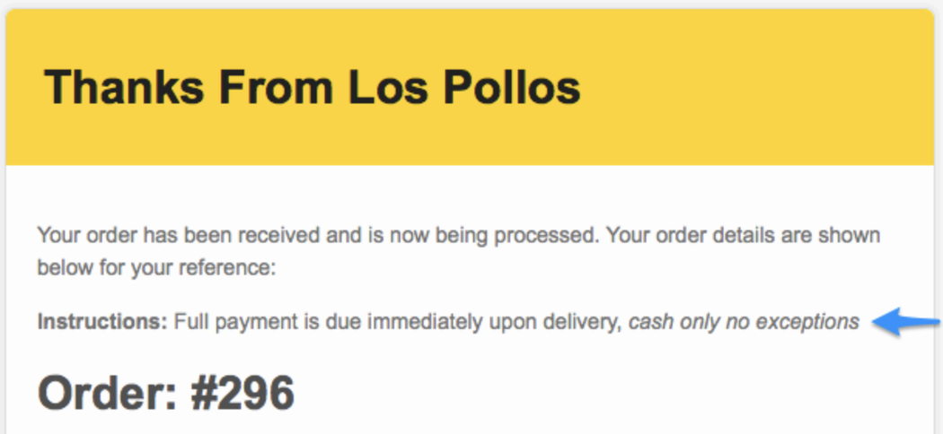 Custom payment instructions
