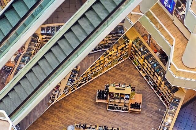 Aerial view of shopping mall