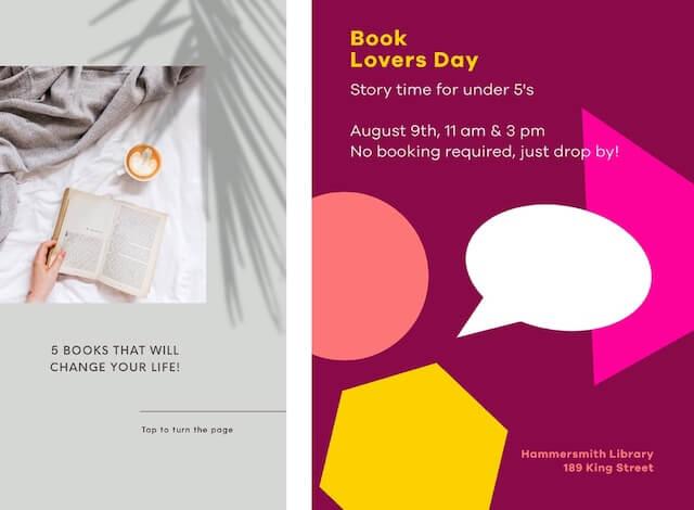 GoDaddy Studio templates for Book lovers day