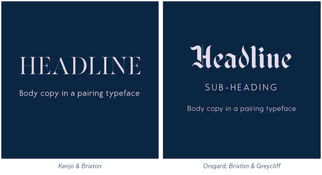 Luxury font pairings example