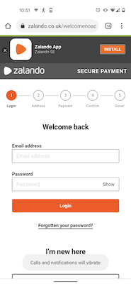 Screen shot from Zalando