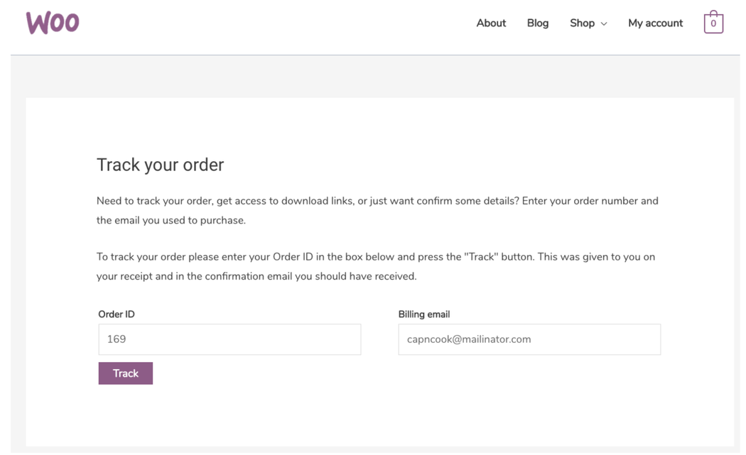 Track your order - Woo