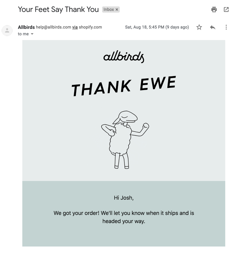 An example of a thank you email