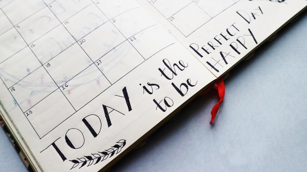 Calendar with inspirational note