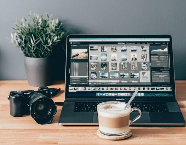 Editing images on laptop
