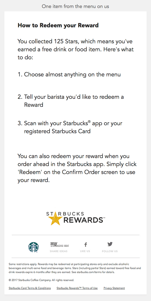 Example of loyalty program