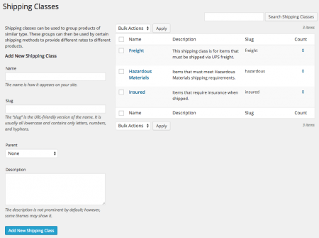 woocommerce shipping classes