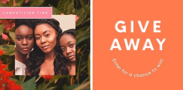 Example of competition giveaway graphic featuring three young women