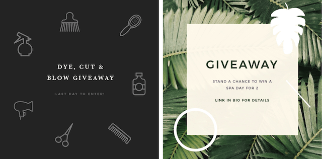 Example of competition giveaway graphic for salon with tropical theme