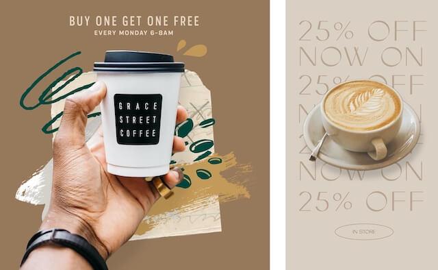 Coffee ads with promotions