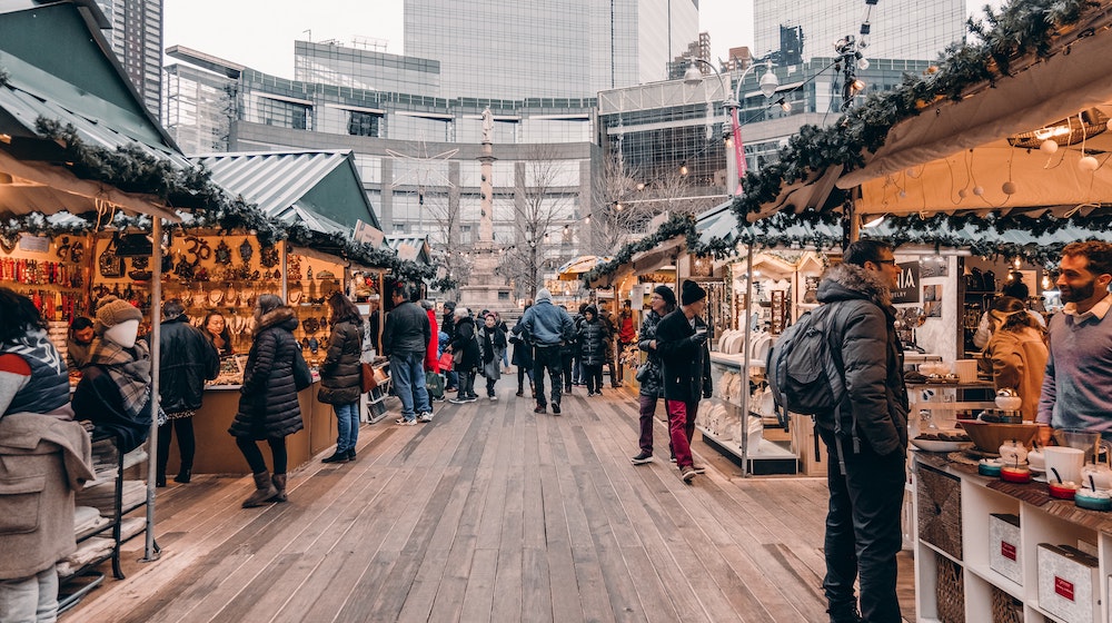 People at holiday market