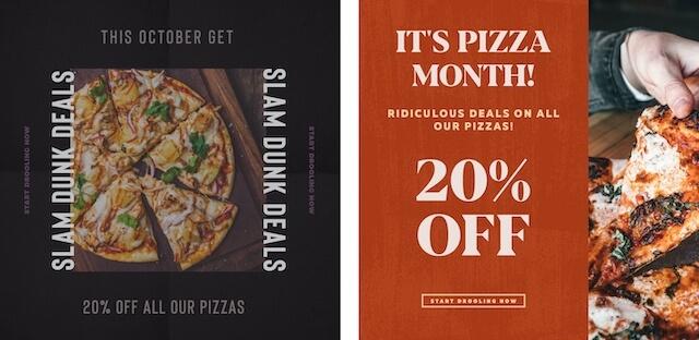 Pizza ads with promotions