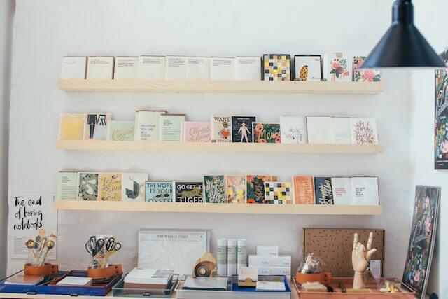 Shelf with stationary on display