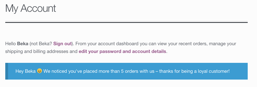 WooCommerce Loyalty Message