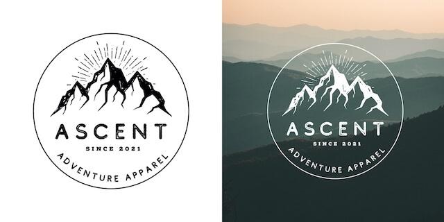 Create a logo in GoDaddy Studio mountain logo adventure apparel