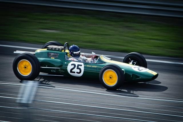 Racecar speeding on a track